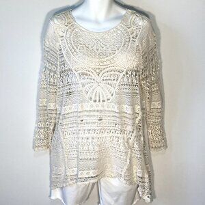 Cato SZ  L  Natural color Full crochet tunic top art to wear coverup